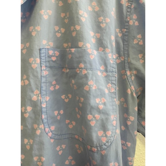 vintage Blue Ginger Hawaii 100% cotton blue pink hearts cute button up shirt - Picture 4 of 10